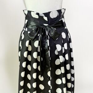 GRACIA  Full Length Maxi Skirt Women's Sz S Black w/White Polka Dots & Pockets